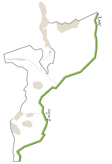 Karte/Map Mosambik - coast